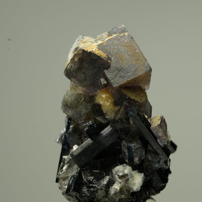 Colorful Phantom Fluorite Cube, Schorl Tourmaline, Muscovite Erongo, Namibia 30*19*16mm #13801