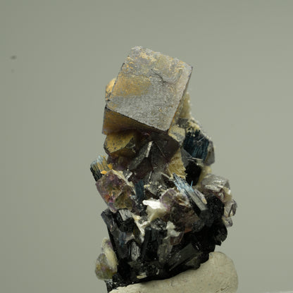 Colorful Phantom Fluorite Cube, Schorl Tourmaline, Muscovite Erongo, Namibia 30*19*16mm #13801