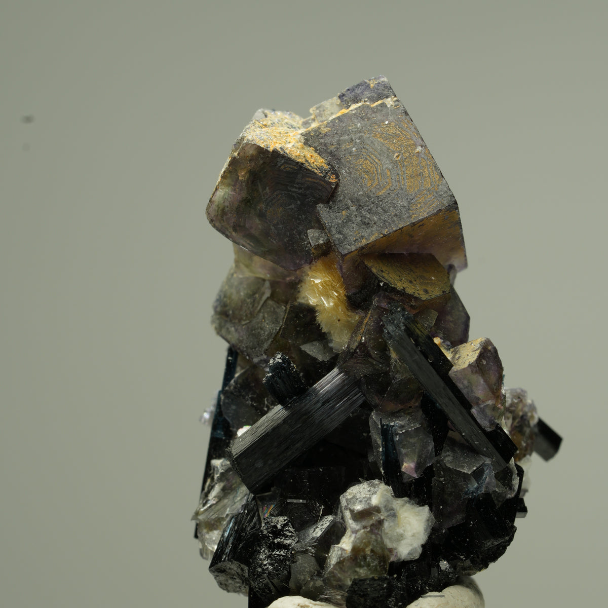 Colorful Phantom Fluorite Cube, Schorl Tourmaline, Muscovite Erongo, Namibia 30*19*16mm #13801