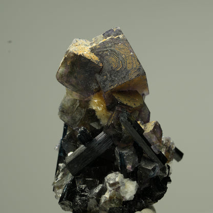 Colorful Phantom Fluorite Cube, Schorl Tourmaline, Muscovite Erongo, Namibia 30*19*16mm #13801