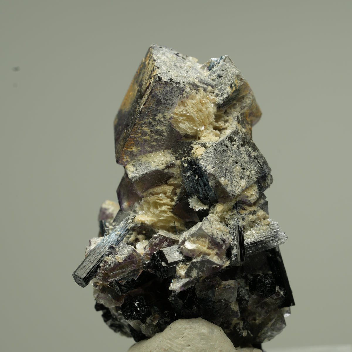 Colorful Phantom Fluorite Cube, Schorl Tourmaline, Muscovite Erongo, Namibia 30*19*16mm #13801