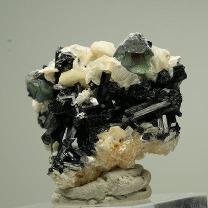 Bunte Phantom Fluorit Würfel, Schörl Turmalin, Muskovit Erongo, Namibia 36*34*28mm #13802