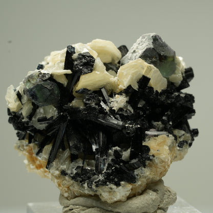 Bunte Phantom Fluorit Würfel, Schörl Turmalin, Muskovit Erongo, Namibia 36*34*28mm #13802