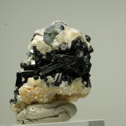 Bunte Phantom Fluorit Würfel, Schörl Turmalin, Muskovit Erongo, Namibia 36*34*28mm #13802
