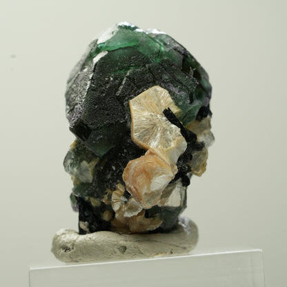 Phantom Fluorit hexagonal, Schörl Turmalin, Muskovit Erongo, Namibia 31*22*19mm #13803