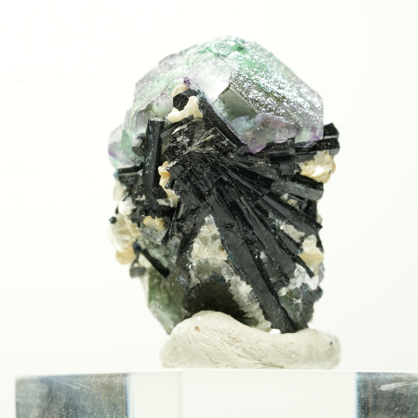 Phantom Fluorit hexagonal, Schörl Turmalin, Muskovit Erongo, Namibia 31*22*19mm #13803