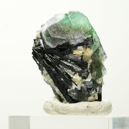 Phantom Fluorit hexagonal, Schörl Turmalin, Muskovit Erongo, Namibia 31*22*19mm #13803