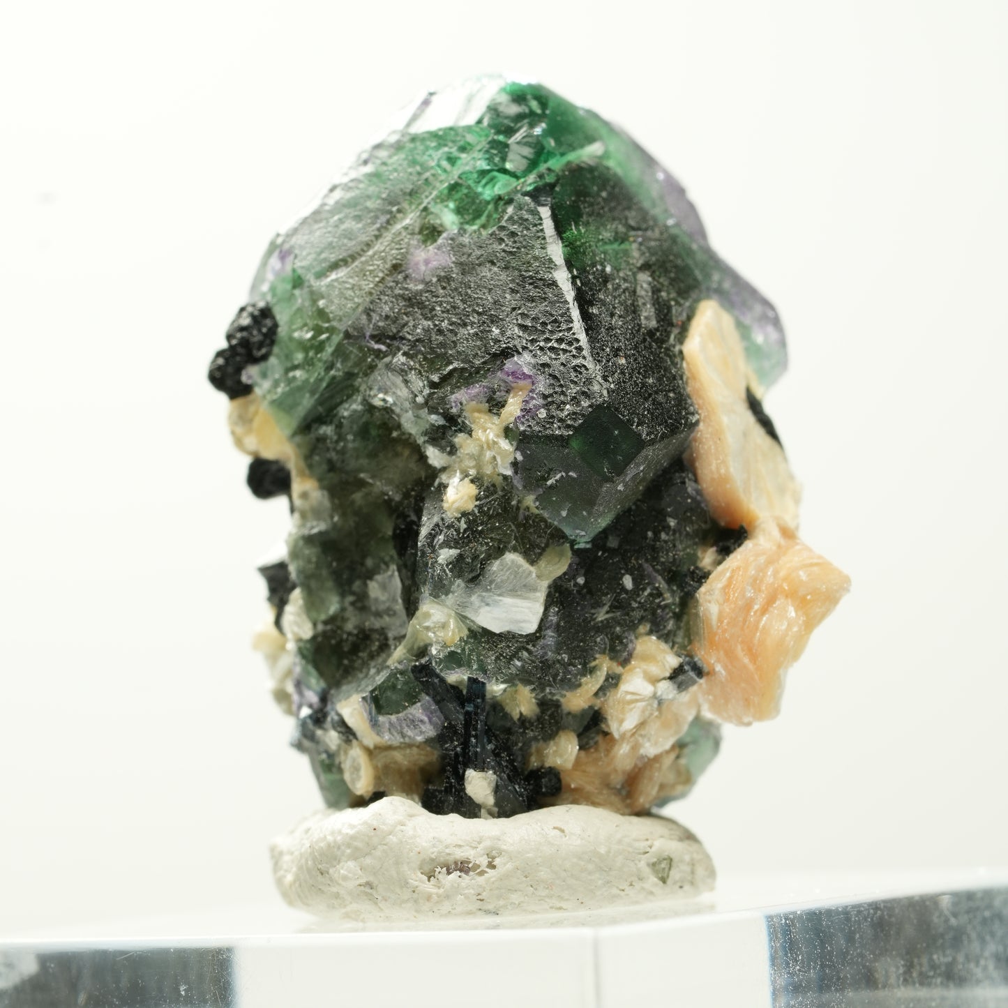 Phantom Fluorit hexagonal, Schörl Turmalin, Muskovit Erongo, Namibia 31*22*19mm #13803
