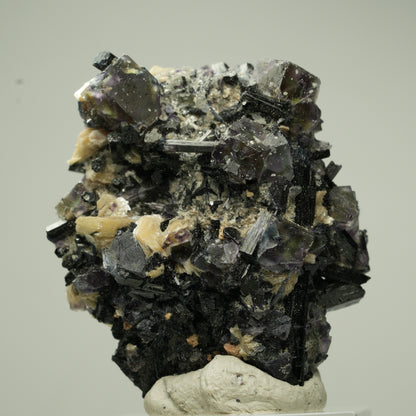 Bunte Phantom Fluorit, Schörl Turmalin, Hyalit Opal, Muskovit Erongo, Namibia 41*34*21mm #13804