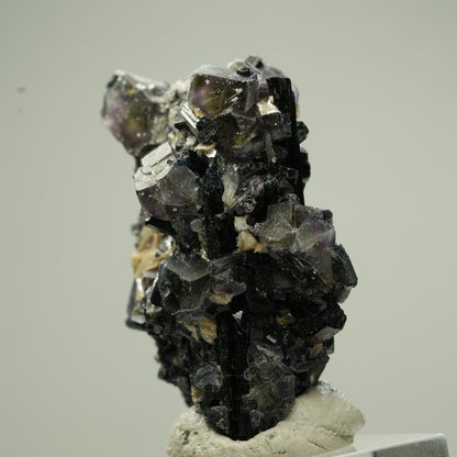Bunte Phantom Fluorit, Schörl Turmalin, Hyalit Opal, Muskovit Erongo, Namibia 41*34*21mm #13804