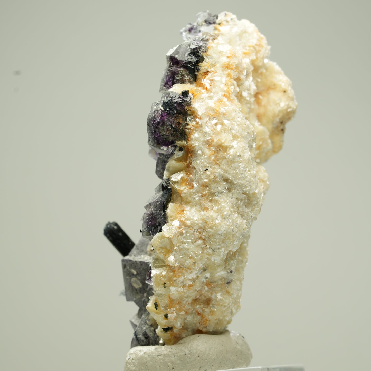 Bunte Phantom Fluorit Würfel, Schörl Turmalin, Muskovit Erongo, Namibia 49*26*23mm #13808