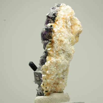 Bunte Phantom Fluorit Würfel, Schörl Turmalin, Muskovit Erongo, Namibia 49*26*23mm #13808