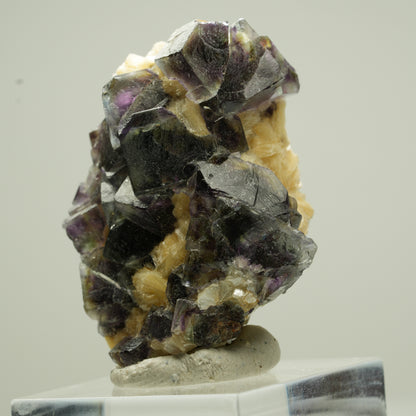 Bunte Phantom Fluorit Würfel, Schörl Turmalin, Muskovit Erongo, Namibia 40*30*22mm #13809