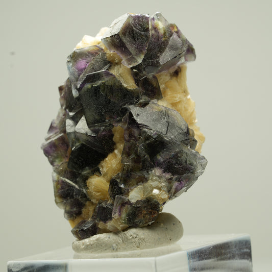 Bunte Phantom Fluorit Würfel, Schörl Turmalin, Muskovit Erongo, Namibia 40*30*22mm #13809