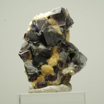 Bunte Phantom Fluorit Würfel, Schörl Turmalin, Muskovit Erongo, Namibia 40*30*22mm #13809