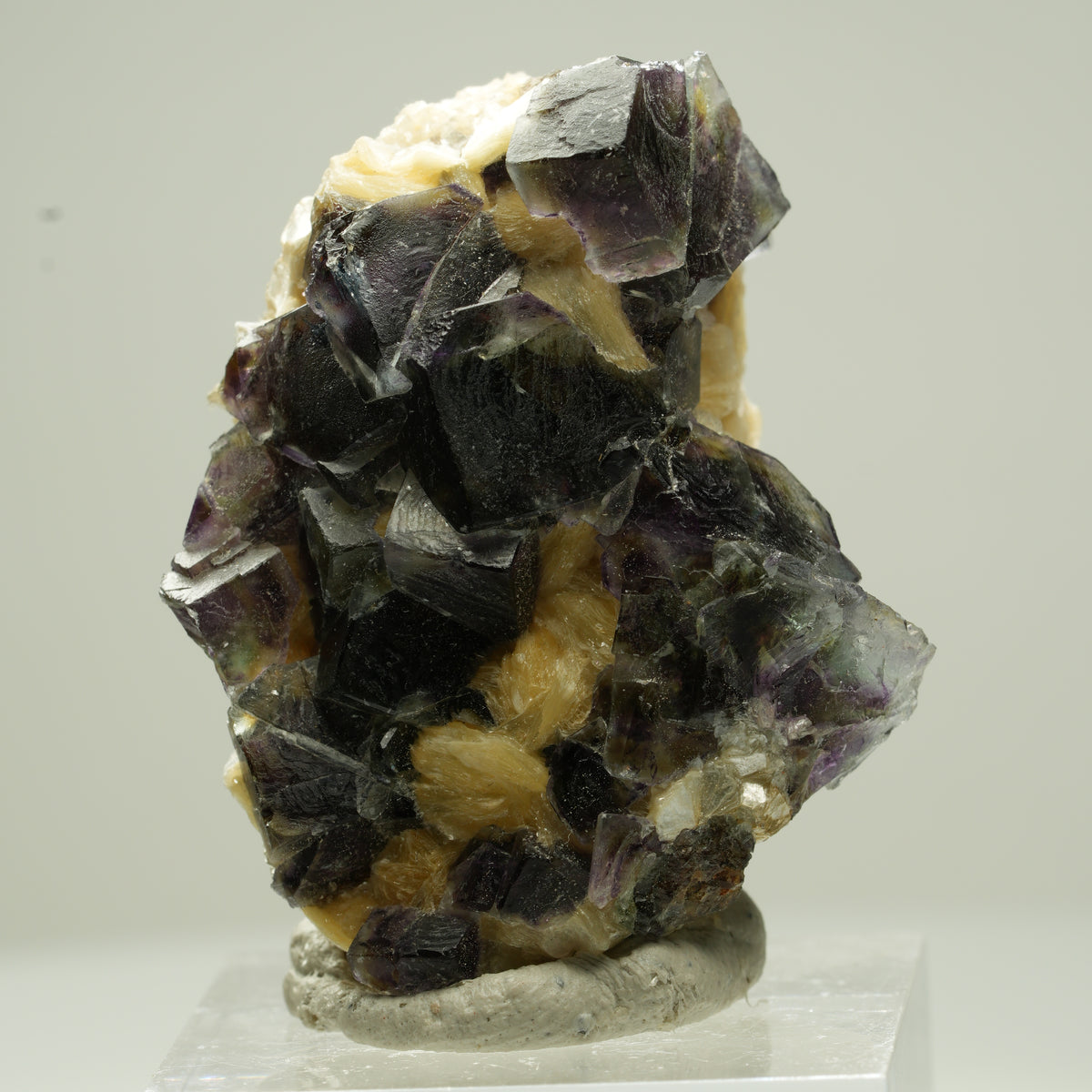 Bunte Phantom Fluorit Würfel, Schörl Turmalin, Muskovit Erongo, Namibia 40*30*22mm #13809