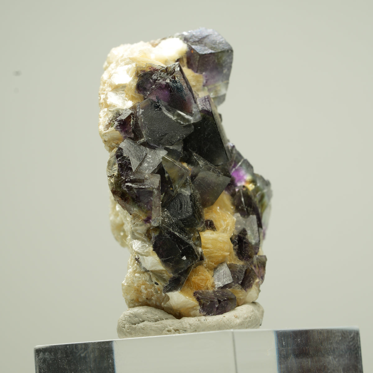 Bunte Phantom Fluorit Würfel, Schörl Turmalin, Muskovit Erongo, Namibia 40*30*22mm #13809