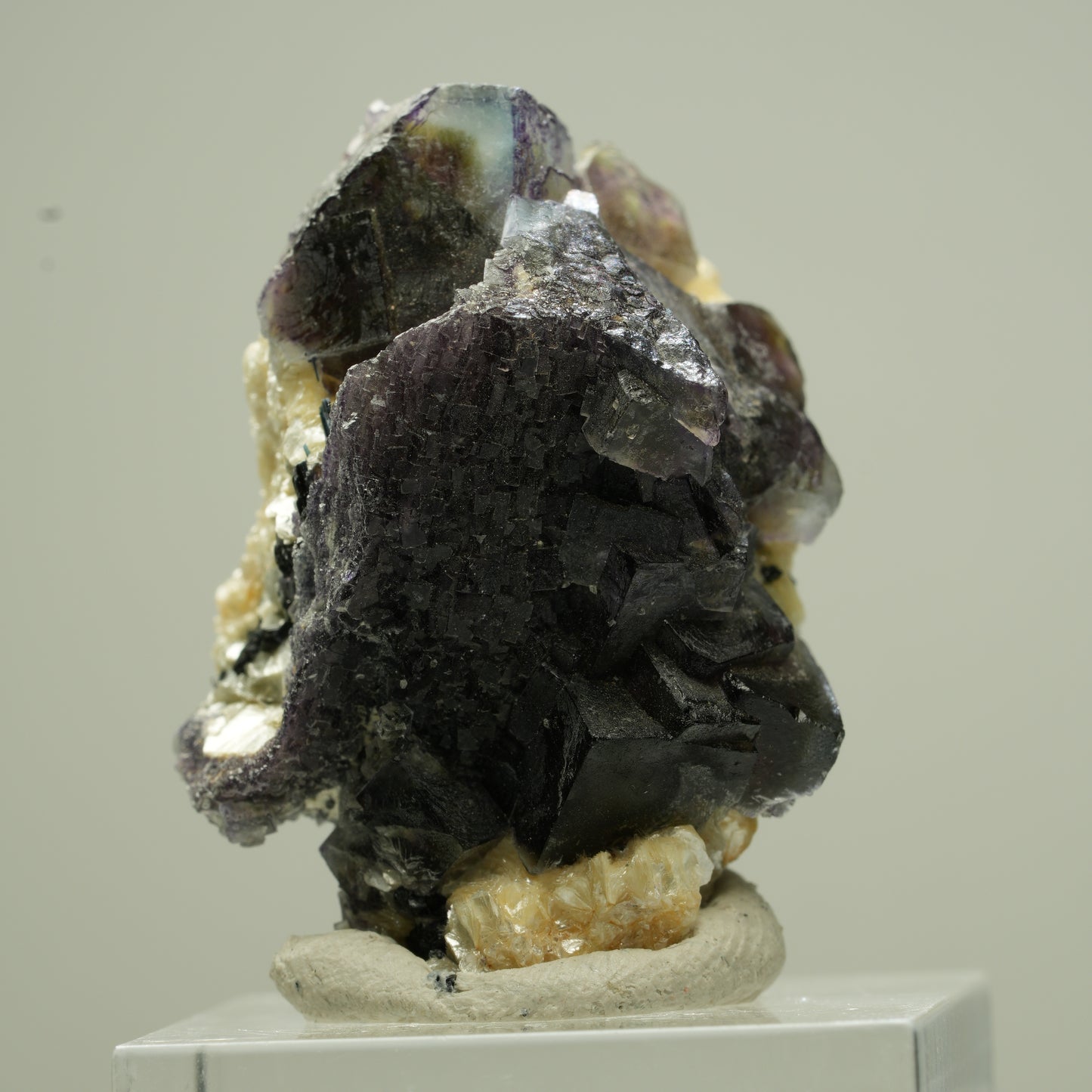Bunte Phantom Fluorit Würfel, Schörl Turmalin, Muskovit Erongo, Namibia 34*27*27mm #13810