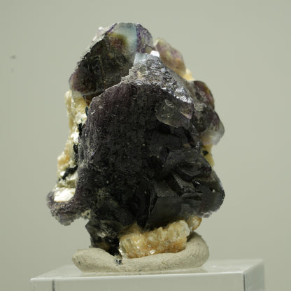 Bunte Phantom Fluorit Würfel, Schörl Turmalin, Muskovit Erongo, Namibia 34*27*27mm #13810