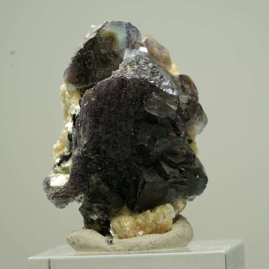 Bunte Phantom Fluorit Würfel, Schörl Turmalin, Muskovit Erongo, Namibia 34*27*27mm #13810