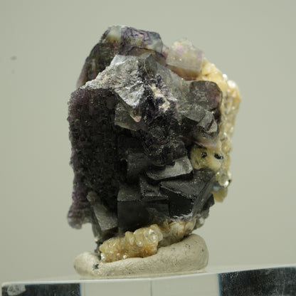 Bunte Phantom Fluorit Würfel, Schörl Turmalin, Muskovit Erongo, Namibia 34*27*27mm #13810