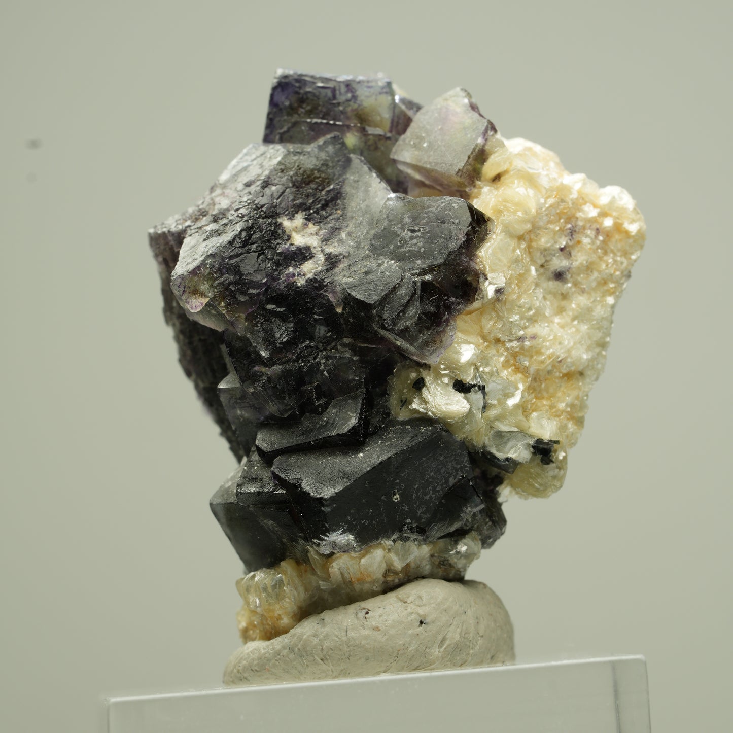Bunte Phantom Fluorit Würfel, Schörl Turmalin, Muskovit Erongo, Namibia 34*27*27mm #13810