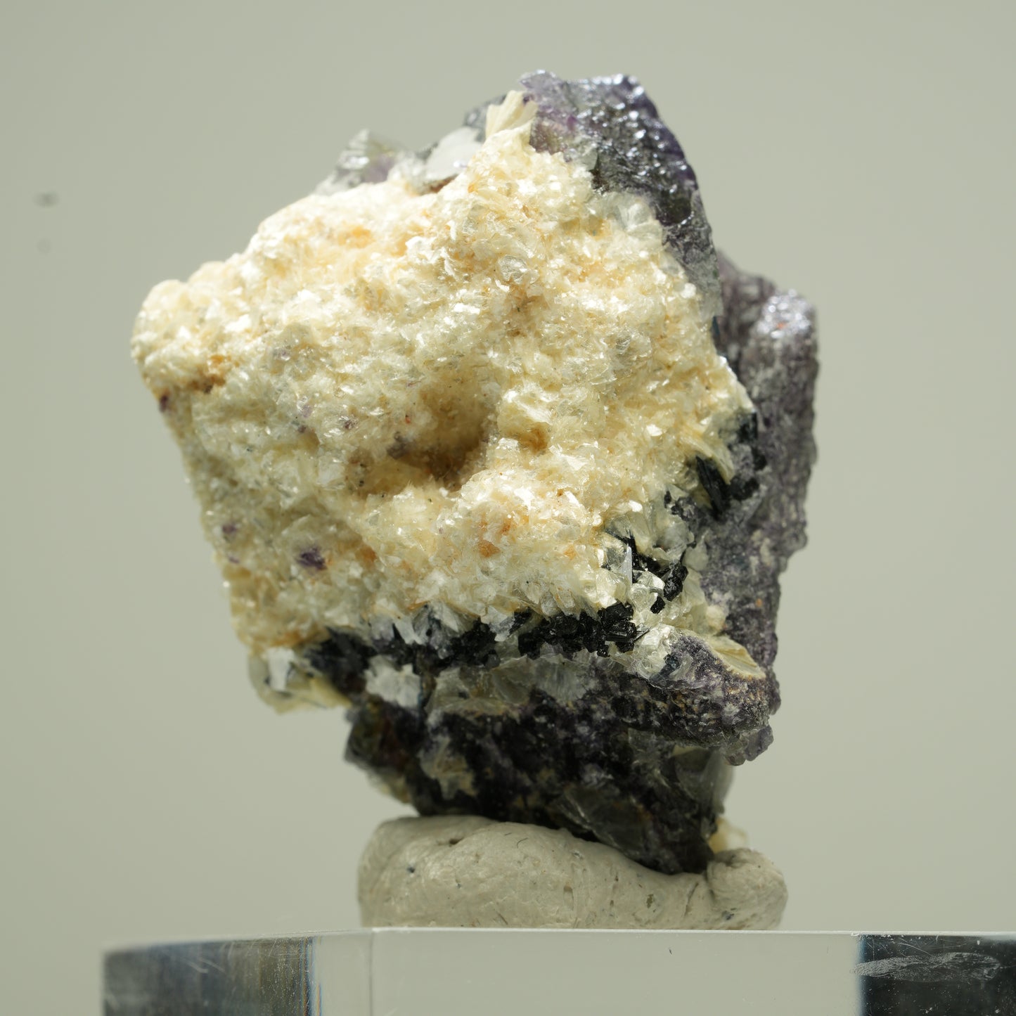 Bunte Phantom Fluorit Würfel, Schörl Turmalin, Muskovit Erongo, Namibia 34*27*27mm #13810