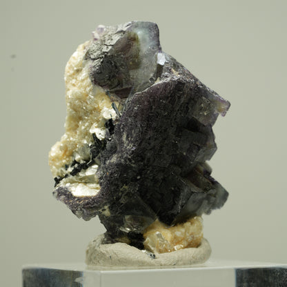 Bunte Phantom Fluorit Würfel, Schörl Turmalin, Muskovit Erongo, Namibia 34*27*27mm #13810