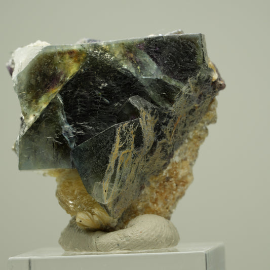 Bunte Phantom Fluorit, Schörl Turmalin, Hyalit Opal, Muskovit Erongo, Namibia 33*32*27mm #13811