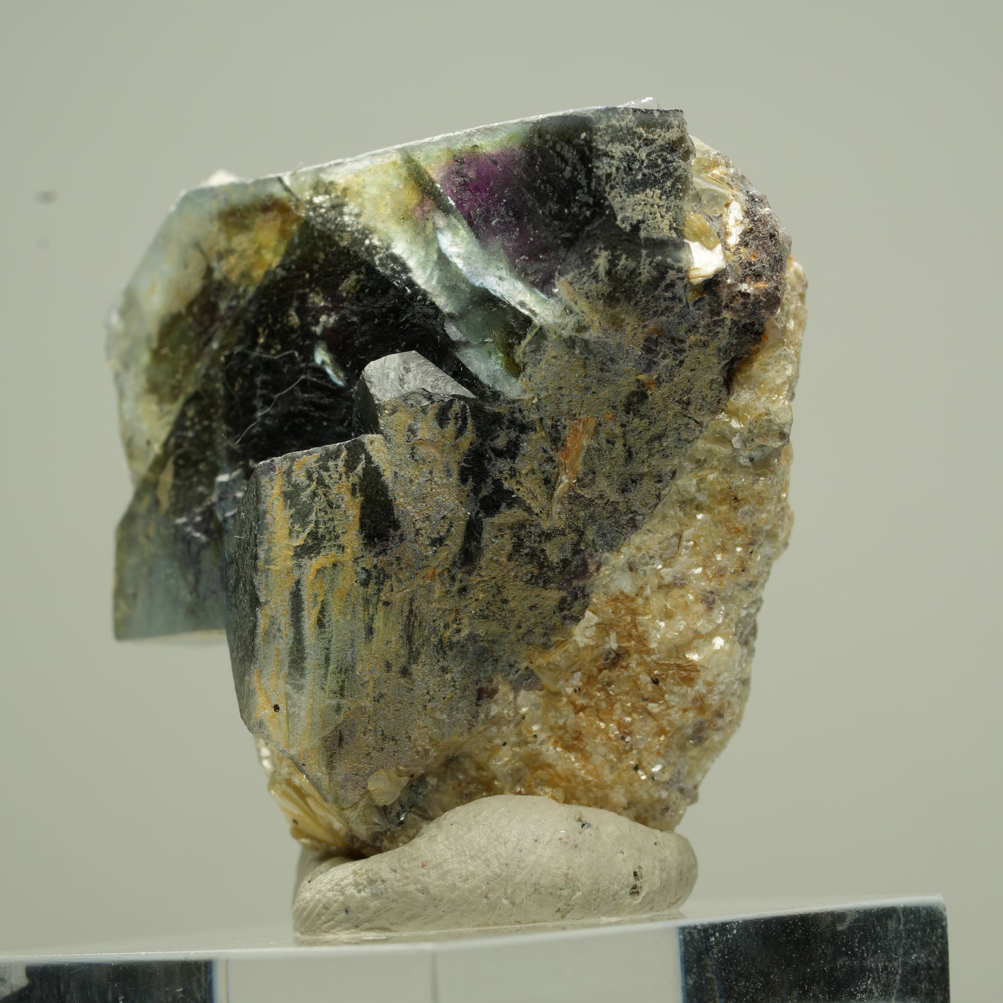 Bunte Phantom Fluorit, Schörl Turmalin, Hyalit Opal, Muskovit Erongo, Namibia 33*32*27mm #13811