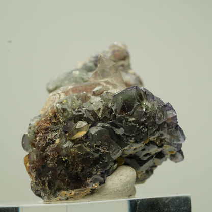 Bunte Phantom Fluorit, Schörl, Hyalit, Rauchquarz, Muskovit Erongo, Namibia 42*26*24mm #13812