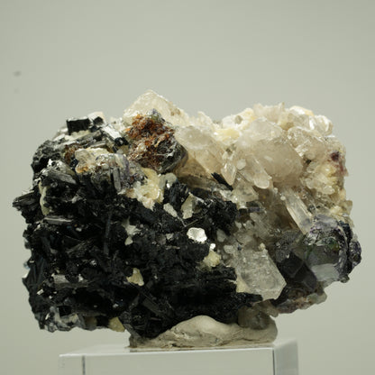 Bunte Phantom Fluorit, Schörl, Hyalit, Rauchquarz, Muskovit Erongo, Namibia 49*38*34mm #13813