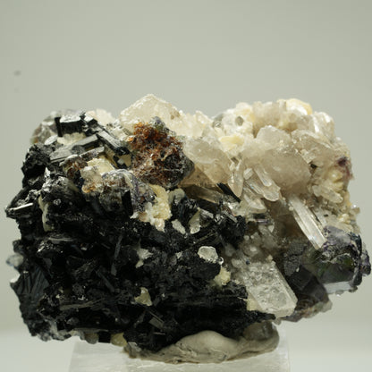Bunte Phantom Fluorit, Schörl, Hyalit, Rauchquarz, Muskovit Erongo, Namibia 49*38*34mm #13813