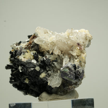 Bunte Phantom Fluorit, Schörl, Hyalit, Rauchquarz, Muskovit Erongo, Namibia 49*38*34mm #13813