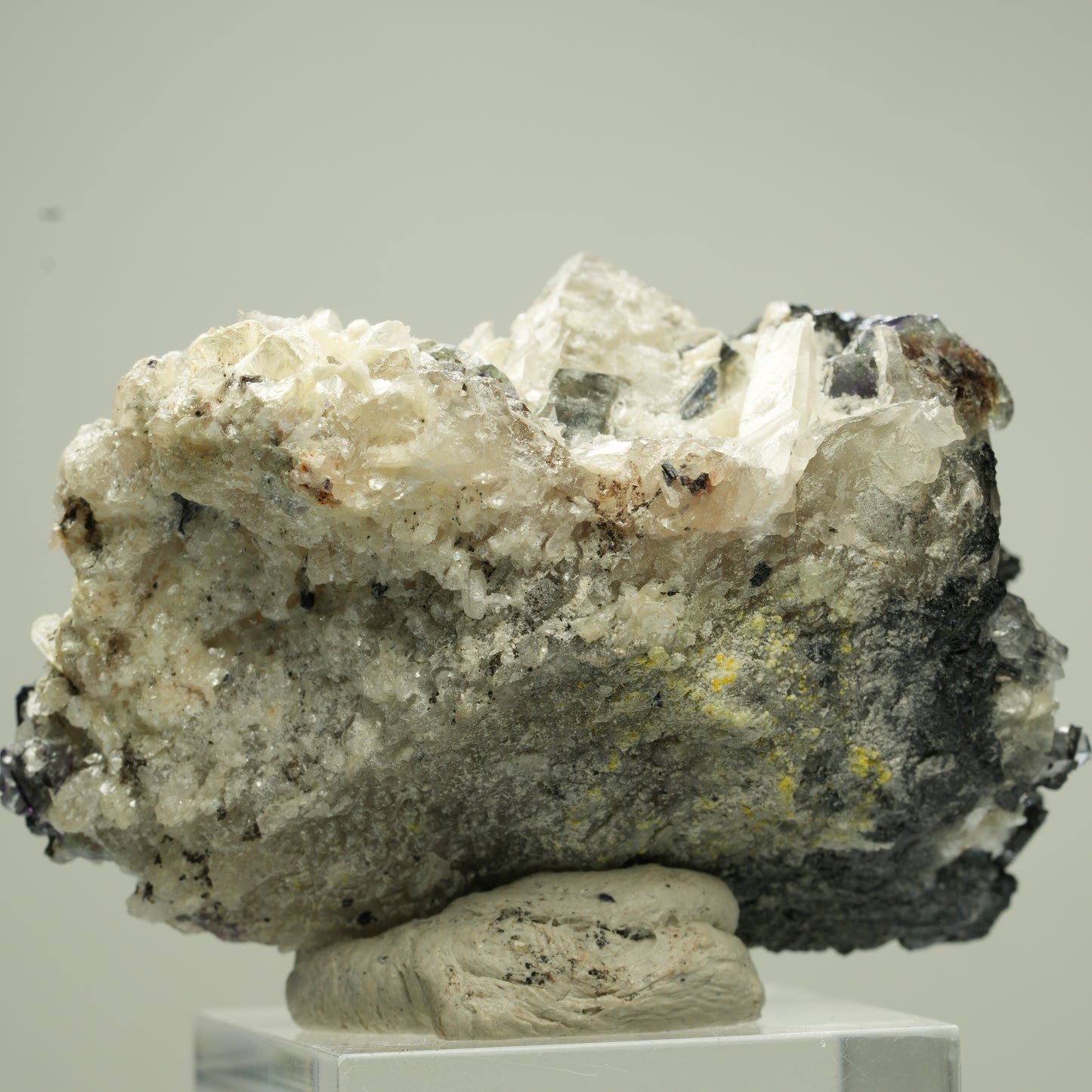 Bunte Phantom Fluorit, Schörl, Hyalit, Rauchquarz, Muskovit Erongo, Namibia 49*38*34mm #13813