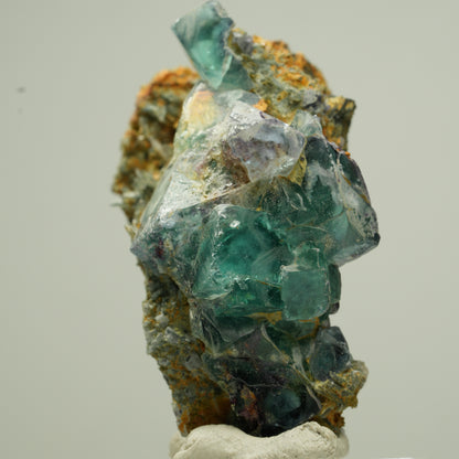 Klare Phantom Fluorit Würfel, grün blau auf Schörl Turmalin Erongo, Namibia 42*24*23mm #13815