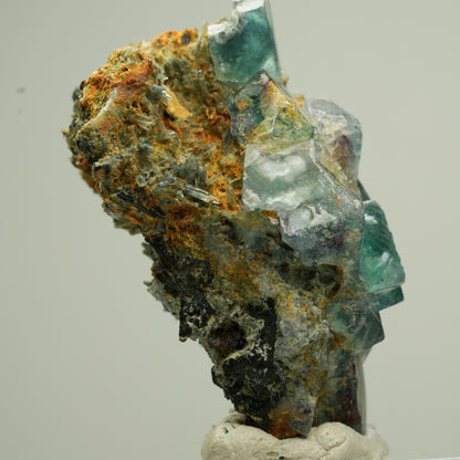 Klare Phantom Fluorit Würfel, grün blau auf Schörl Turmalin Erongo, Namibia 42*24*23mm #13815