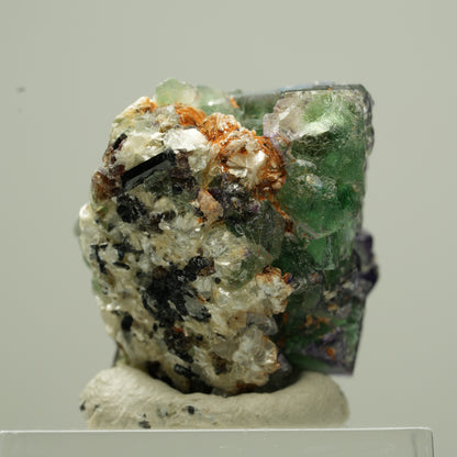 Phantom Fluorit Würfel, Schörl Turmalin, Muskovit Erongo, Namibia 28*23*21mm #13816