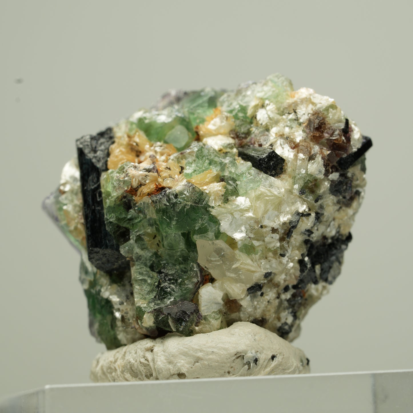 Phantom Fluorit Würfel, Schörl Turmalin, Muskovit Erongo, Namibia 28*23*21mm #13816