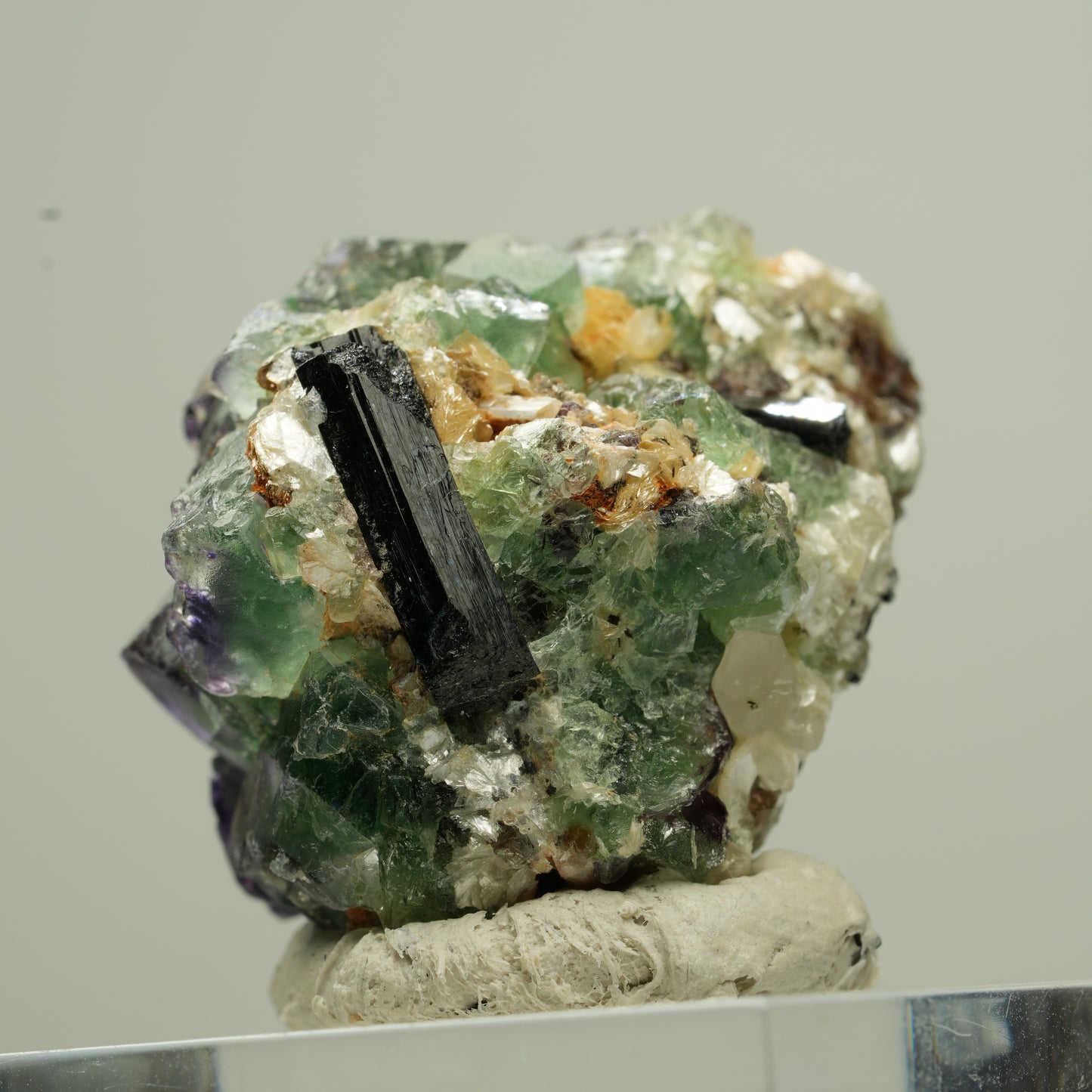 Phantom Fluorit Würfel, Schörl Turmalin, Muskovit Erongo, Namibia 28*23*21mm #13816