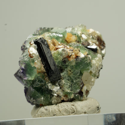 Phantom Fluorit Würfel, Schörl Turmalin, Muskovit Erongo, Namibia 28*23*21mm #13816