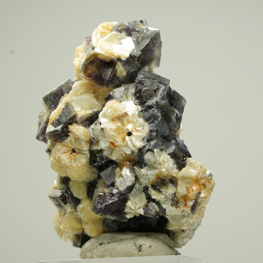 Bunte Phantom Fluorit Würfel, Schörl Turmalin, Muskovit Erongo, Namibia 48*39*28mm #13817