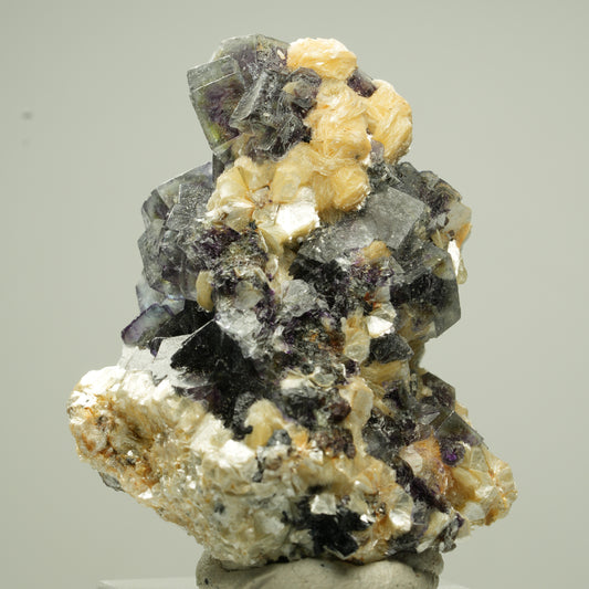 Bunte Phantom Fluorit Würfel, Schörl Turmalin, Muskovit Erongo, Namibia 48*39*28mm #13817