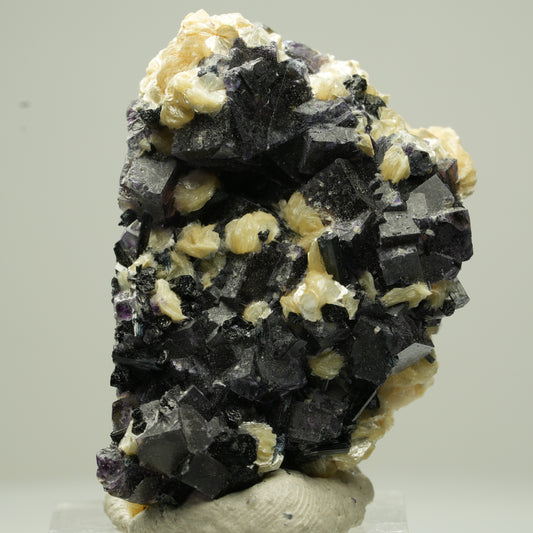Bunte Phantom Fluorit Würfel, Schörl Turmalin, Muskovit Erongo, Namibia 40*29*18mm #13818