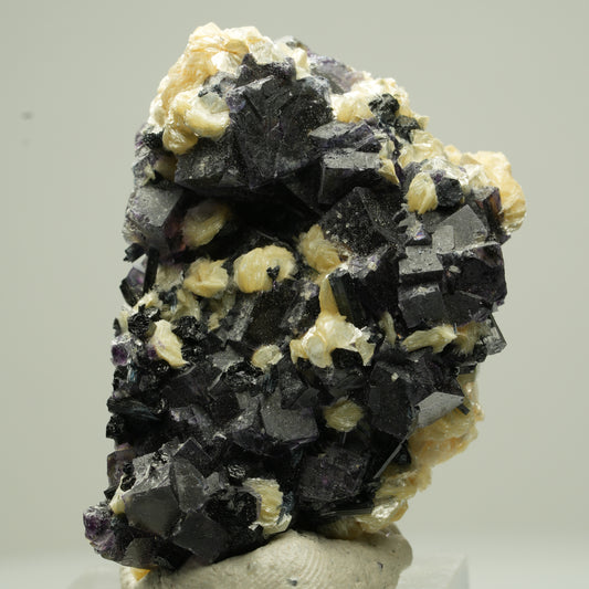 Bunte Phantom Fluorit Würfel, Schörl Turmalin, Muskovit Erongo, Namibia 40*29*18mm #13818