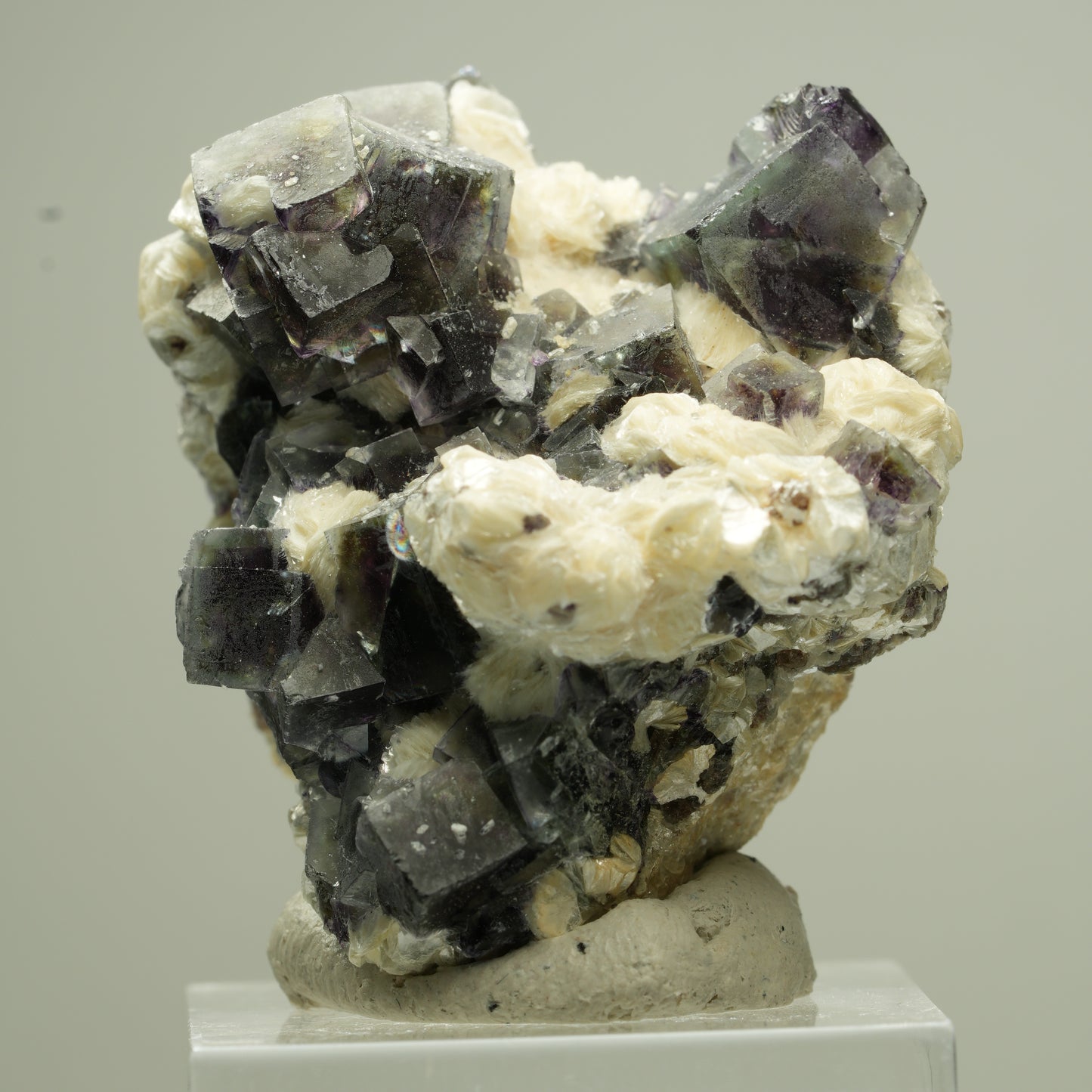 Bunte Phantom Fluorit Würfel, Schörl Turmalin, Muskovit Erongo, Namibia 39*36*29mm #13821