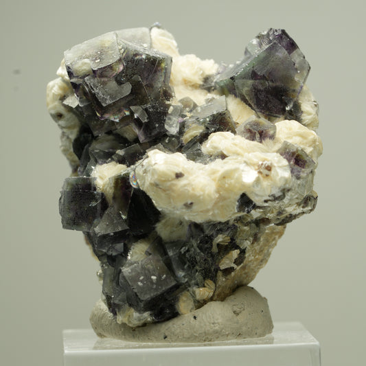 Bunte Phantom Fluorit Würfel, Schörl Turmalin, Muskovit Erongo, Namibia 39*36*29mm #13821