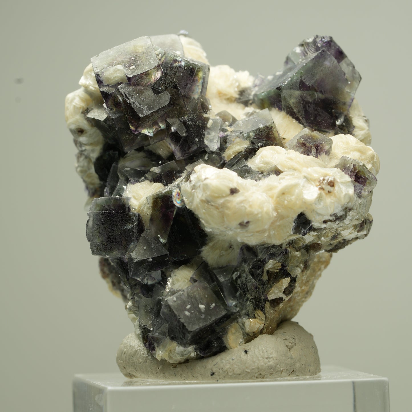 Bunte Phantom Fluorit Würfel, Schörl Turmalin, Muskovit Erongo, Namibia 39*36*29mm #13821