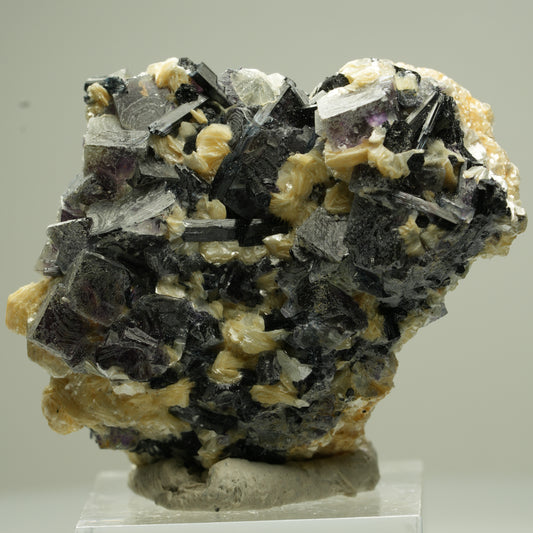 Bunte Phantom Fluorit Würfel, Schörl Turmalin, Muskovit Erongo, Namibia 45*37*28mm #13822