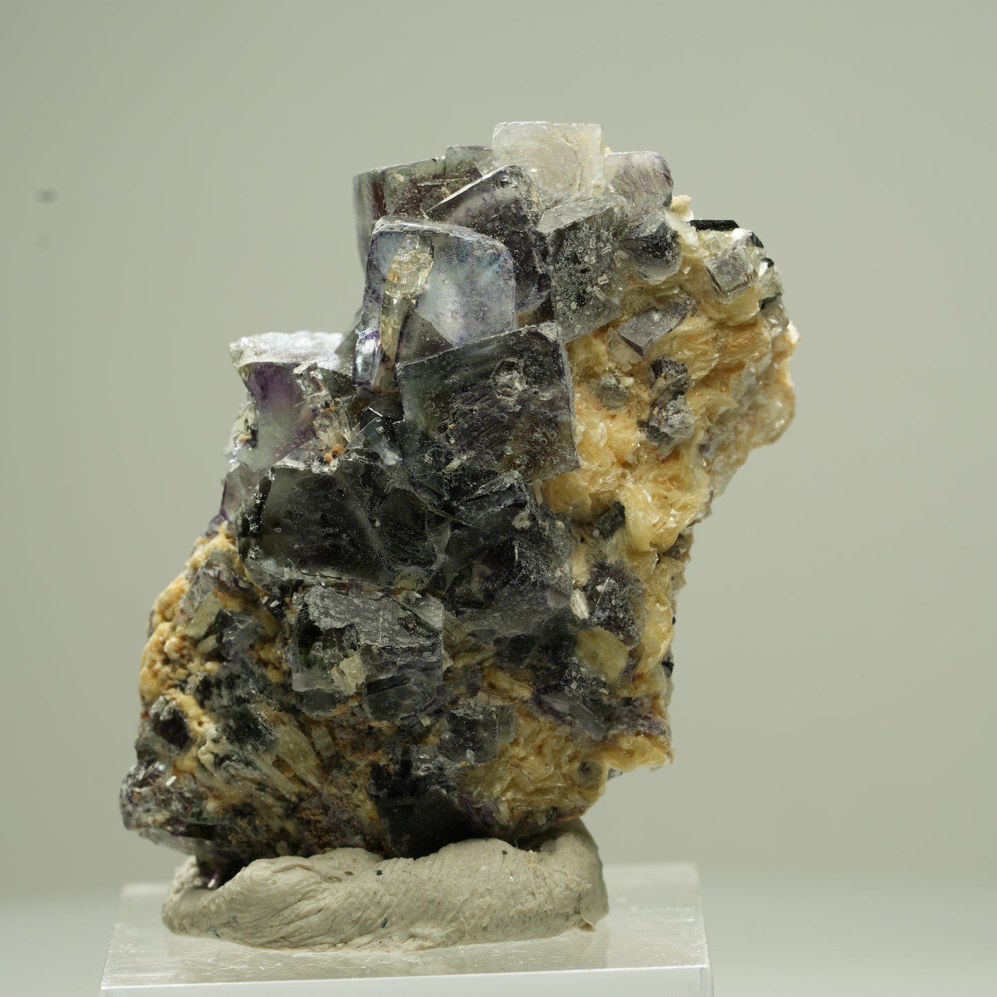 Bunte Phantom Fluorit Würfel, Schörl Turmalin, Muskovit Erongo, Namibia 43*27*19mm #13823